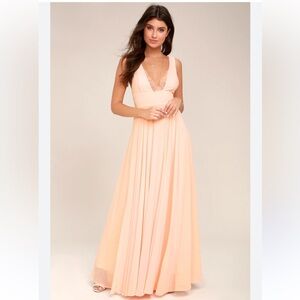 NWTs Chiffon Blush Pink Lace Maxi Formal Dress
